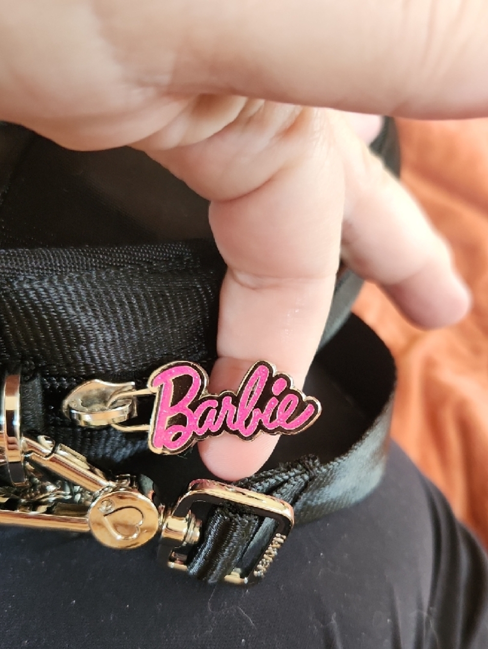 Barbie Black Round Crossbody Bag with Blue, Pink & Yellow Panels - Picture 4 of 10